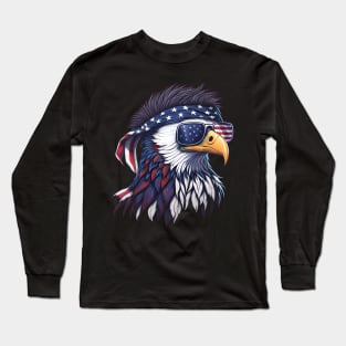 Patriotic Bald Eagle Mullet USA American Flag 4th of July Long Sleeve T-Shirt